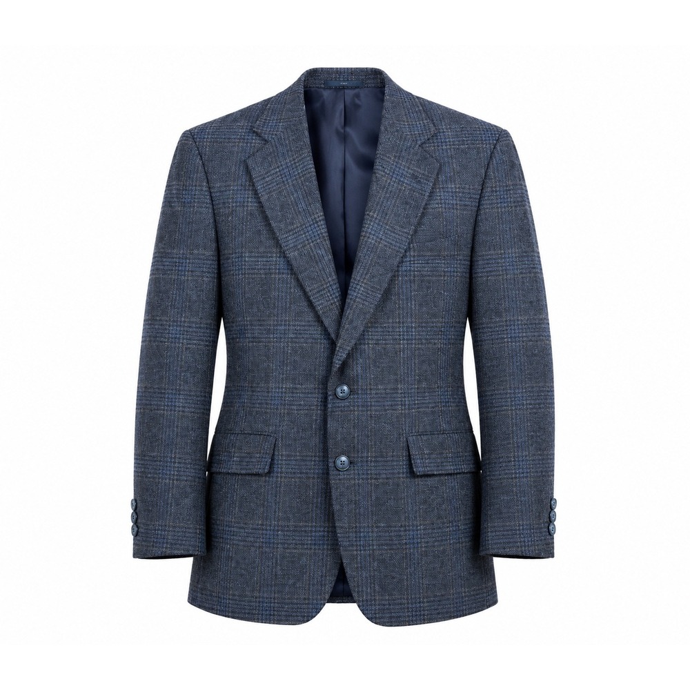 Strathmore by Richman wool 42R Blue‎ Grey Plaid Blazer Sport Coat Office preppy